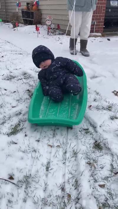 Took our 6 month old on a sled over the weekend and mom was stronger than expected