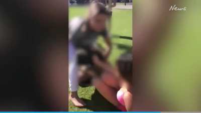 Bikini Fight at the beach. Coogee Australia (slightly censored by source)