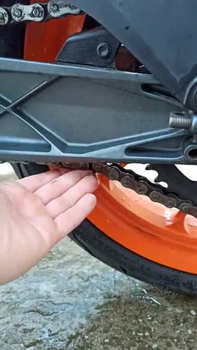 How does this chain slack look like you you? Also, do my sprockets look bad?