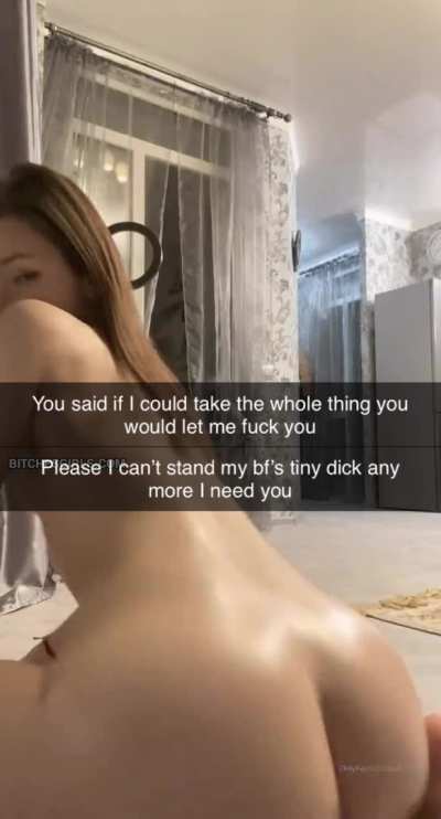Your new coworker has the hots for you, but her boyfriend also works at the same company and keep an eye on you. For secret santa, you gave her a dildo of your dick along with the message "text me when you can fit it all". A couple of days later you recei