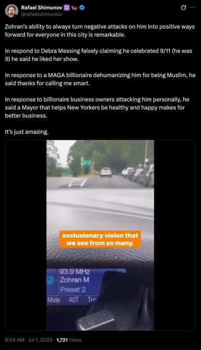 NYC mayoral candidate Zohran Mamdani responds to the hateful comments &amp;amp; threats he has received - including the accusation from actress Debra Messing that he 'celebrated 9/11' (he was 9 years old at the time).