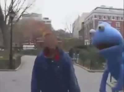 His face almost breaks the camera !