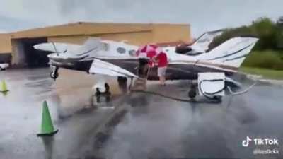While boarding their plane: