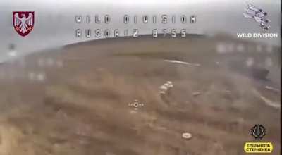 FPV drone hunts a russian soldier but finally decides to go for a bigger target