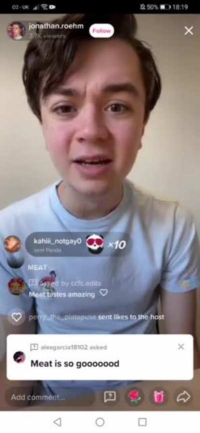 Guy was crying before. Hopefully this is ironic and not serious...