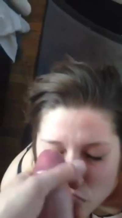 Thick jizz over pretty face   