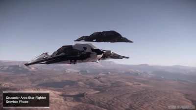 Shots of the Ares Starfighter from ISC in slo-mo
