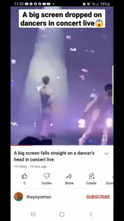 another angle of tv falling on person