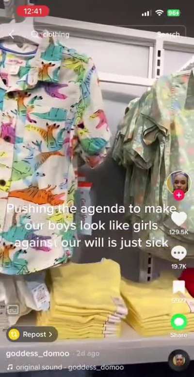 Woman in Target says the spring clothes in the kids&rsquo; section are pushing an agenda to make boys look like girls