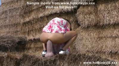 Hotkinkyjo fuck huge tan dildo from mrhankey &amp;amp; prolapse at hay pile