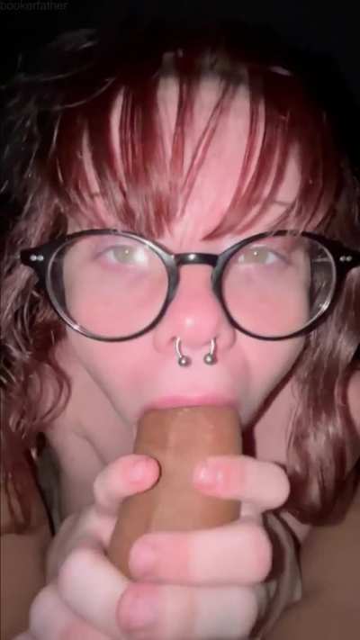 Pretty white chick stuffs her mouth with a big ol' Mexican dick