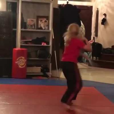 Girl has some impressive bow staff skill