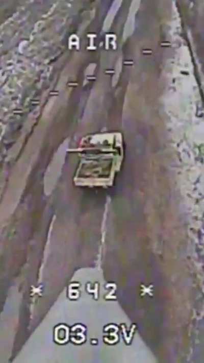Ukrainian FPV drone hits a chinese golf cart "Desertcross 1000-3" with two Russian soldiers in the eastern direction.