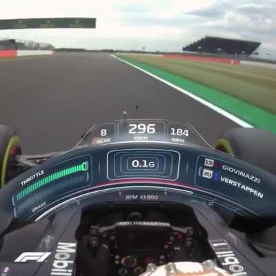 Verstappen through Copse, Maggots, Becketts &amp;amp; Chapel (5G+ 3 times)