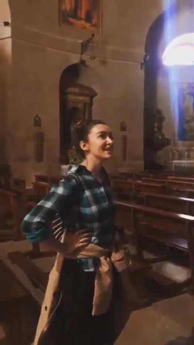 Her voice is absolutely amazing! Testing the acoustics in a church