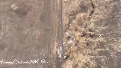 UA 81st Airmobile Bridade's 1st Battalion "SowaFm" drone team repulsed another Russian mechanized infantry assault with the help of drones, landing many direct hits. Unnamed location. Published May 3, 2024