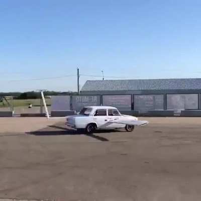 Car fights wall
