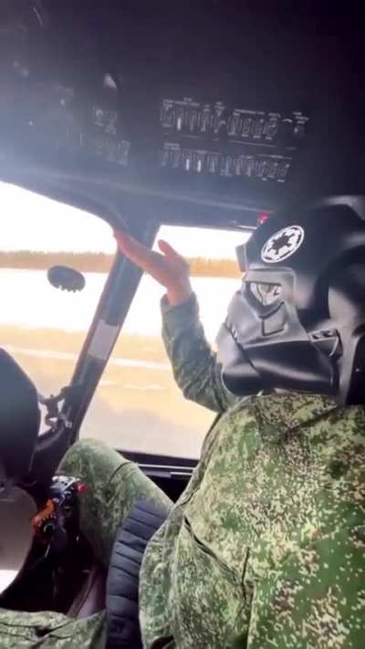 Russian Mi-8 Helicopter pilot having some fun, "May the Force be with you"