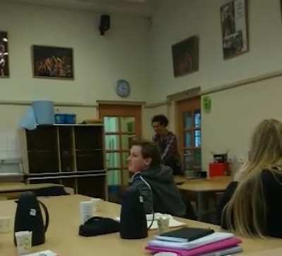 Showing off a fun science projectat school