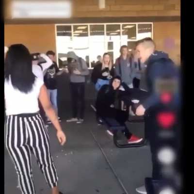 White student says, "Go pick my cotton, it's that way." to Black student.