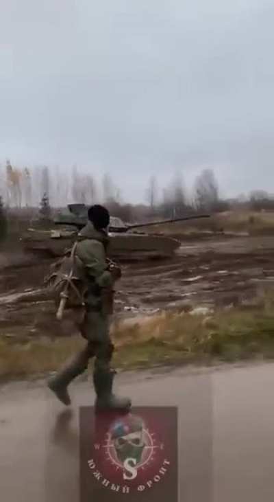 RU pov: Mobilized T14 Armata tank at training ground in Kazan being prepared for Ukraine deployment