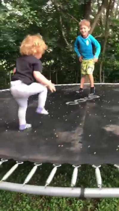My two year old trying the Trampoline for the first time today&hellip;