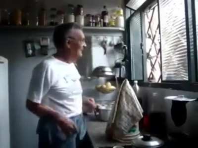 An elderly gentleman, and his very unique companion!
