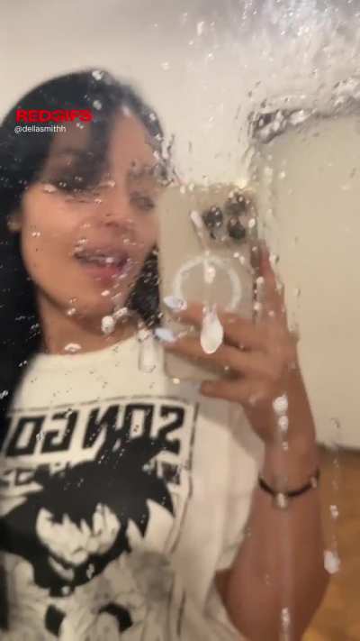Accidentally drenched the mirror&hellip; or was it your face?