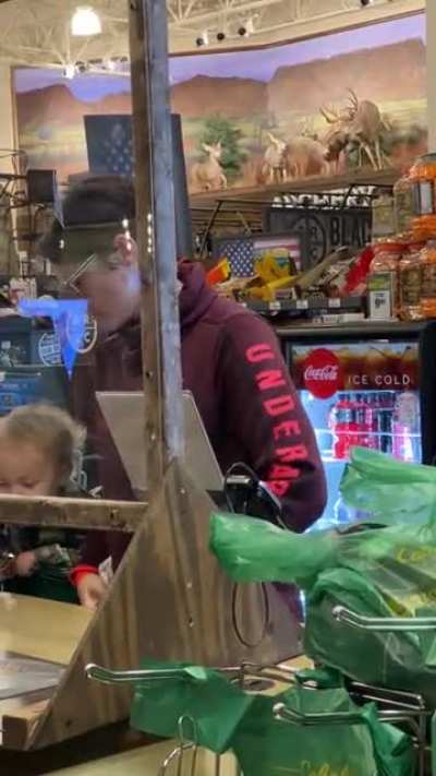 Days before Christmas, Karen berates several Cabela&rsquo;s employees for over 5 mins bc they wouldn&rsquo;t accept her rewards card without ID. We went back and forth for a while before I pulled out my phone, but here she is whining while receiving zero sympathy fro