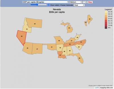 US states ordered from lowest GDP per capita to highest [OC]