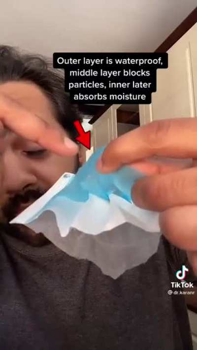 Tl;dw wear your mask with the blue side in front