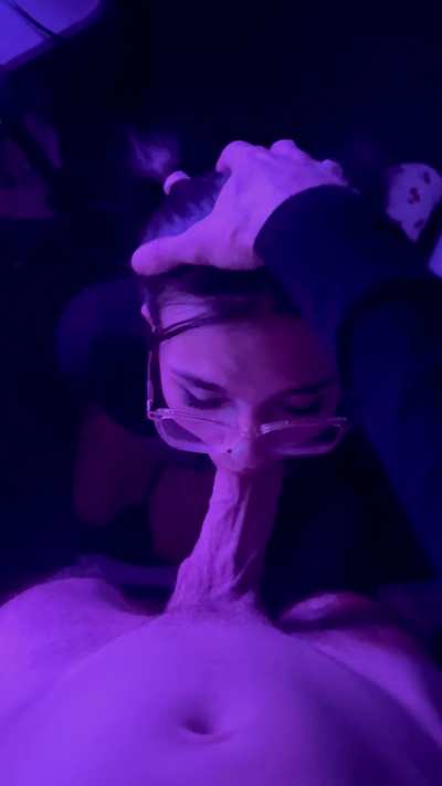 Grabbing her head and fucking her tiny mouth