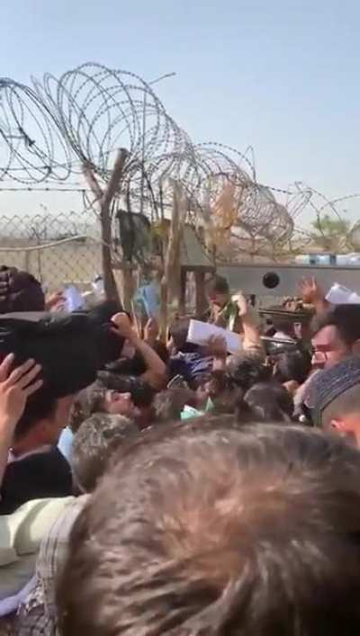 People are literally passing their babies forward to the gate at Kabul airport.