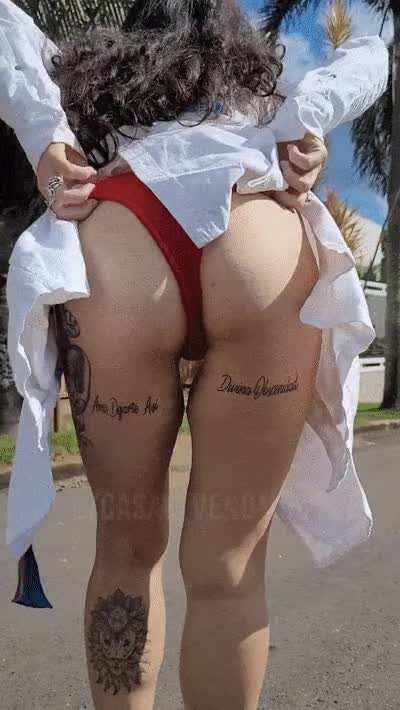 Taking my panties off in the middle of the street is so exciting. [GIF]