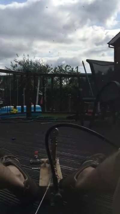 [OC] Homemade bottle rocket - Almost got him!
