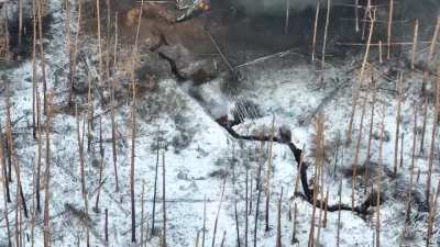 The 12th Special Purpose Brigade repelled a Russian attack in Kreminna forest. After using demining charges, a Russian tank attacked and got stuck, got hit and exploded. Russian infantry tried to continue the assault but were targeted by FPV's, grenades, 