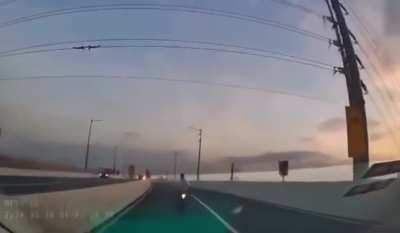 Drunk motorcycle driver in the Philippines drives on the wrong lane and crashes into a car 