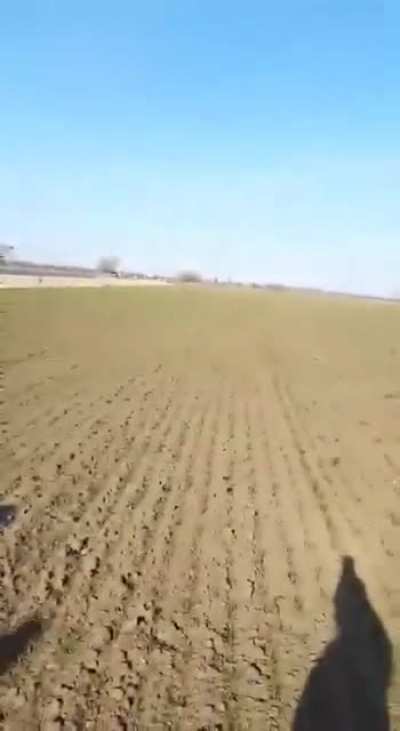 Near Kherson,Ukraine. Russian Soldier shot down an ambulance while transporting the seriously wounded. The ambulance burned down, the driver died, and the paramedic was injured.