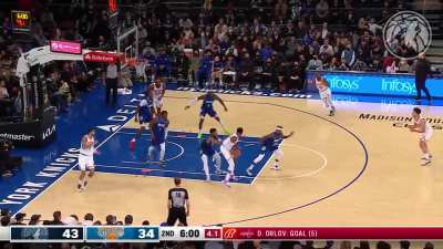 [Highlight] Defensive powerhouse Minnesota Timberwolves smothers Knicks' offense and Pat Bev gets a block on RJ Barrett.