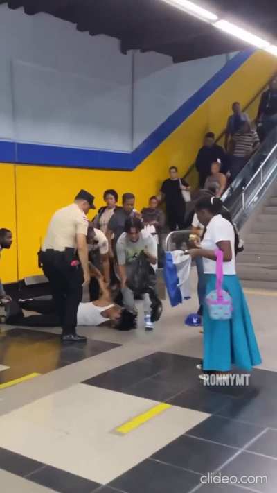 "Fainting" in the metro station to advertise their clothing store.. At least there was a happy ending