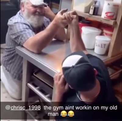 This oldman got some strength on him..