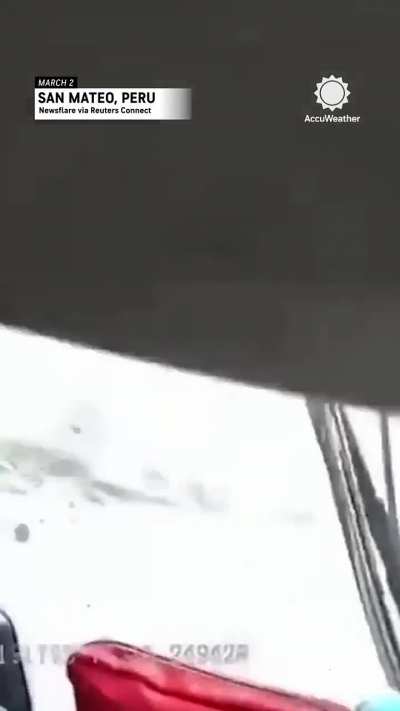 Trucks Crushed by Massive Boulders in Peru Landslide&nbsp; - Dashcam With Audio