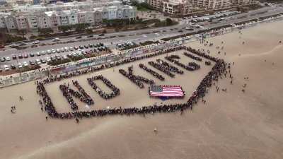 Drone footage from the "No Kings" protest at Ocean Beach