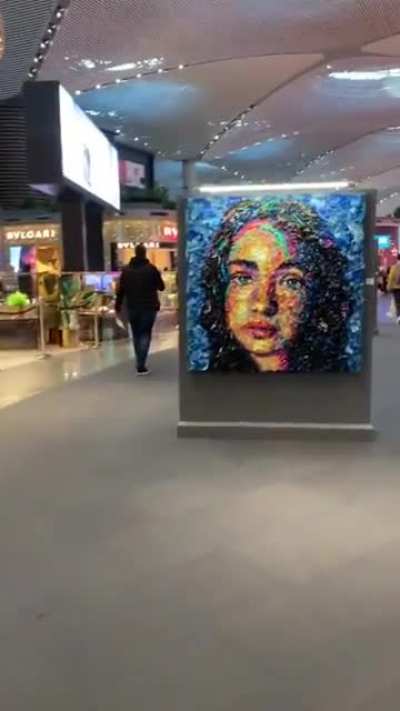 The works of visual artist Deniz Sağdı&ccedil;, who brings together waste products and turns them into works of art, exhibited at Istanbul Airport.