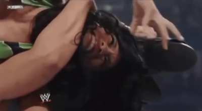 Melina struggling while getting stretched
