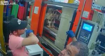 Injection moulding 101 don’t mess with the safety on a clamping unit...!