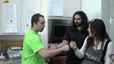 Alpha male demonstrates dominance over a beta male