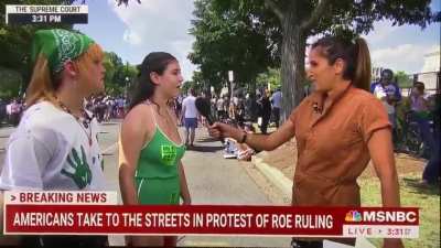 Young woman's reaction to being asked to donate to the Democratic party after the overturning of Roe v Wade