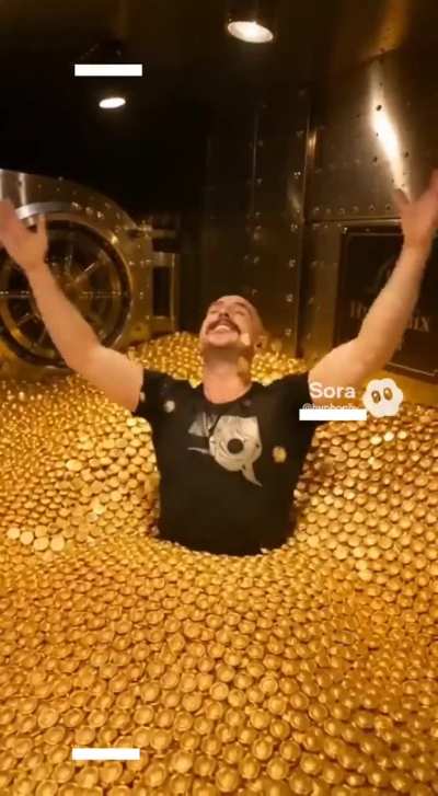 Hyphonix swims in gold coins because he's rich