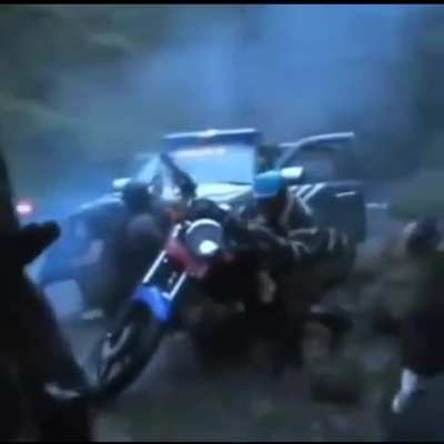 Indonesian Police shootout in a rural area.